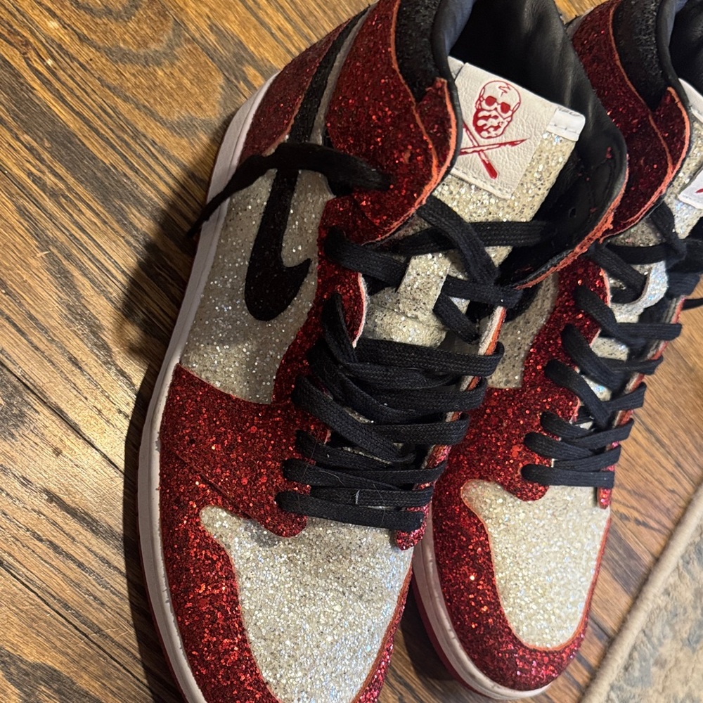 Nike Glitter Red and Silver High-Top Sneakers - Picture 2 of 5